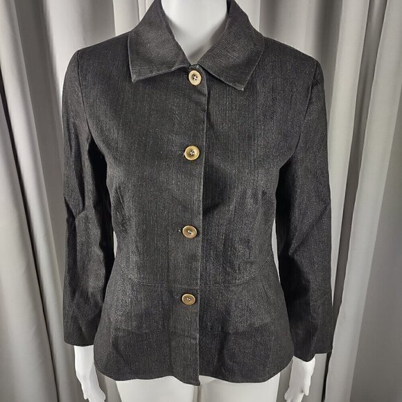 Doncaster Women's Gray Denim Look, Cotton Blend Peplum Style Jacket, Blazer Sz 4 - Picture 2 of 14